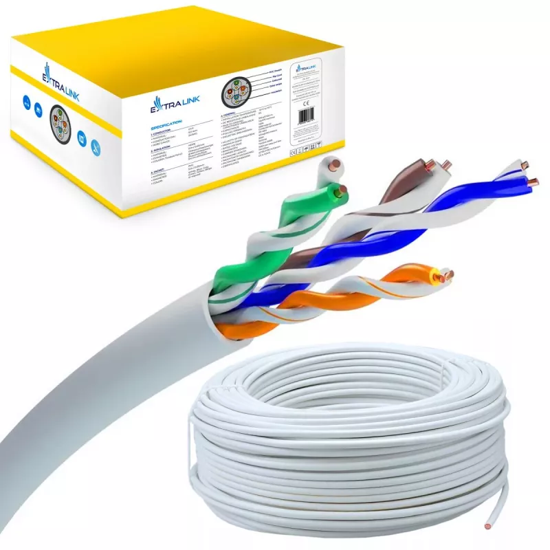Extralink suktos poros CAT5E UTP (U/UTP) V2 vidaus kabelis 305M