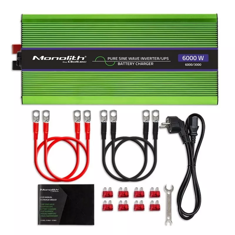Automobilinis inverteris Qoltec Monolith 6000 W žalias 12 V