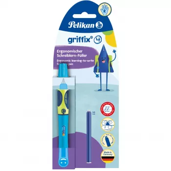 Pelikan griffix® plunksnakotis dešiniarankiams - Neon Fresh Blue - Mėlynas - Užpildymo kasetėmis sistema - Mėlynas - Plastikas - Nerūdijantis plienas - Dešiniarankiams (820363)