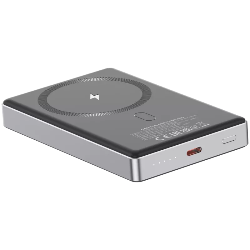 Canyon OnCharge 510 - Powerbank - 10.000 mAh - USB-C įėjimas - USB-C PD 20W išėjimas + belaidis magnetinis įkrovimas