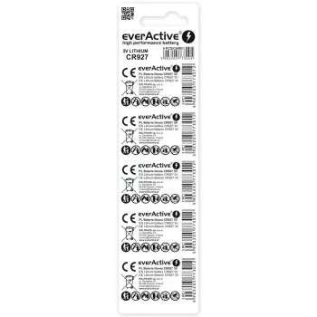 Ličio monetinė baterija everActive CR927 3V, 30 mAh, mygtuko/monetos tipo, aukštis 2,7 mm — 5 vnt. pakuotė