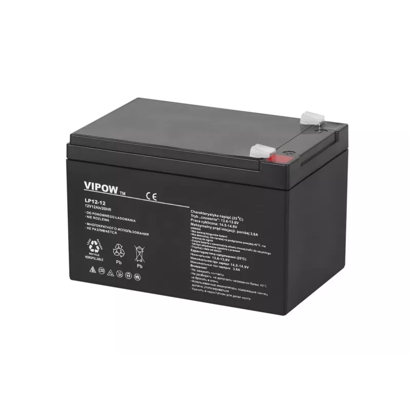 Sandari švino rūgšties baterija VIPOW BAT0216 12V 12Ah