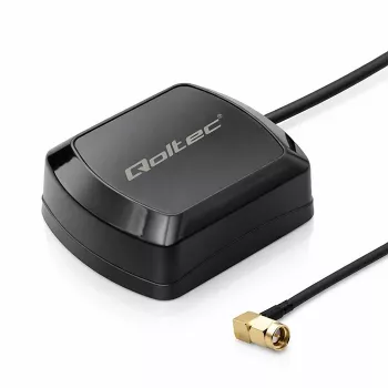 Išorinė GPS/GLONASS antena QOLTEC 28 dBi 50 W su SMA stačiu kampu jungtimi