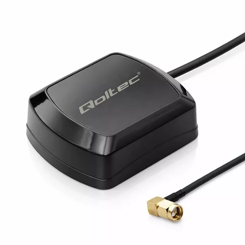 Išorinė GPS/GLONASS antena QOLTEC 28 dBi 50 W su SMA stačiu kampu jungtimi