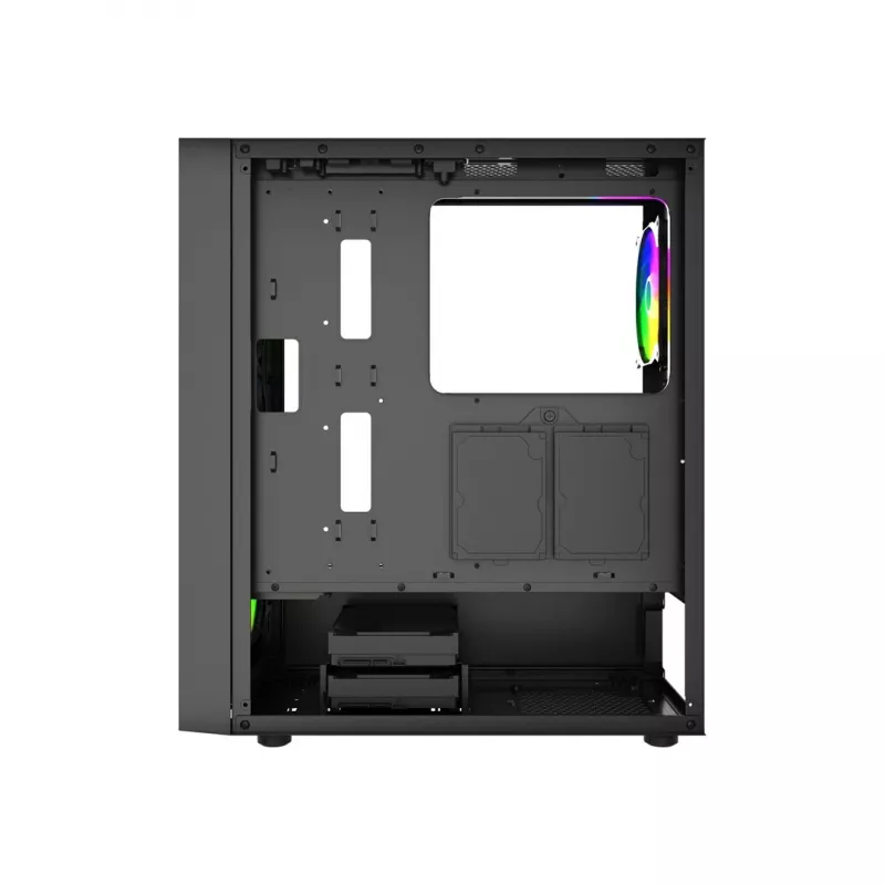 PC korpusas GEMBIRD Fornax 4300 Midi Tower ATX, grūdintas stiklas, 2x3,5 colio skyriai, 3x2,5 colio skyriai, ARGB ventiliatorių palaikymas, USB 3.2 Gen1