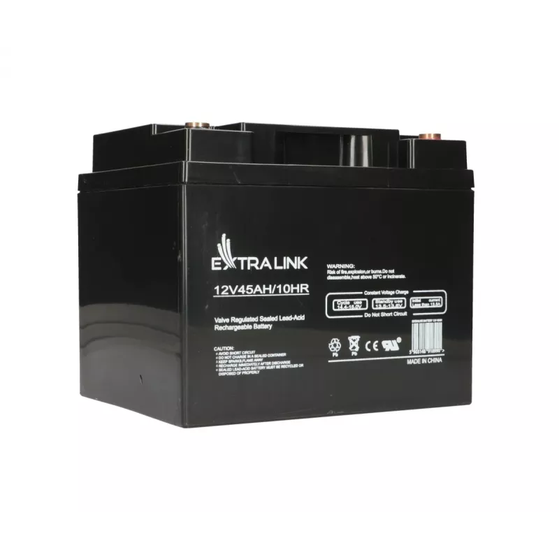 UPS baterija Extralink Accumulator AGM 12V 45Ah — sandari švino rūgštinė (VRLA), 1 vnt., juoda
