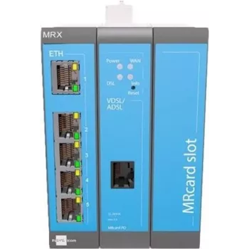 xDSL maršrutizatorius INSYS icom MRX3 DSL-B su Fast Ethernet 10/100 Mbps, BGP/OSPF/RIP maršruto parinkimu, IPSec VPN, RADIUS autentifikavimu