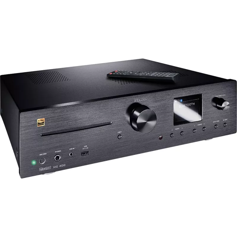 Stereo imtuvas Magnat MC 400 — 2.0 kanalai, 40 W kanalui, CD grotuvas, Wi‑Fi, Bluetooth, DAB/FM, Ethernet (juodas)