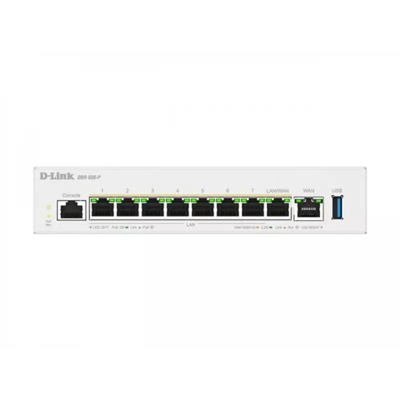 D-Link DBR-600-P/B verslo klasės PoE maršruto parinktuvas, Ethernet WAN, 2,5 Gigabit Ethernet, balta