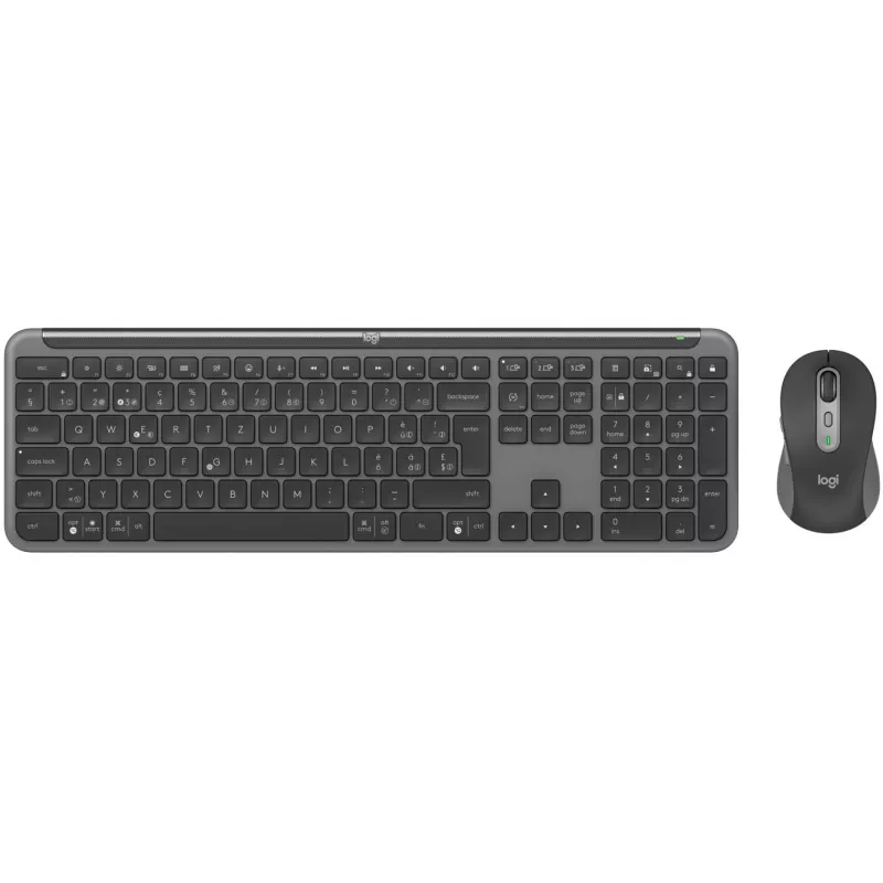 Logitech Signature Slim Combo MK950 verslui - Klaviatūros ir pelės rinkinys - 100% - pilno dydžio - belaidis - Bluetooth 5.1 LE - QWERTZ - Šveicariškas - Grafitas (920-012503)