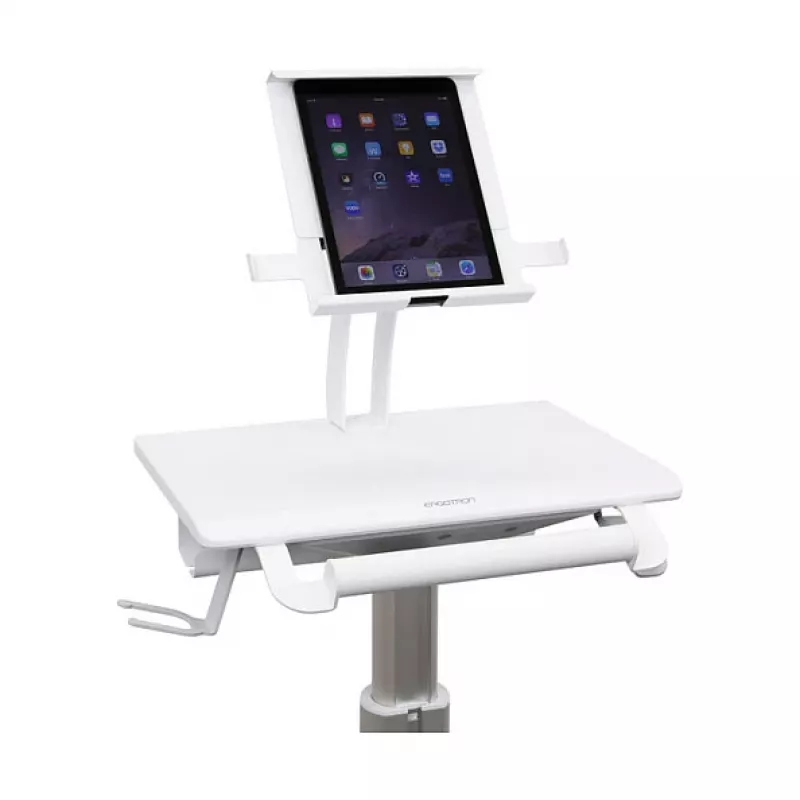 Ergotron Tablet Cart, SV10 - vežimėlis planšetei / klaviatūrai - medicininės paskirties - metalas - balta, aliuminis - ekrano dydis: iki 30,5 cm (iki 12 colių)