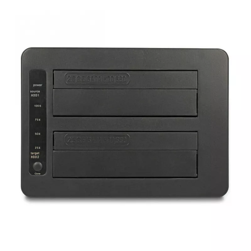 DeLOCK USB dviguba prijungimo stotelė 2 x SATA HDD/SSD su klonavimo funkcija ir kortelių skaitytuvu