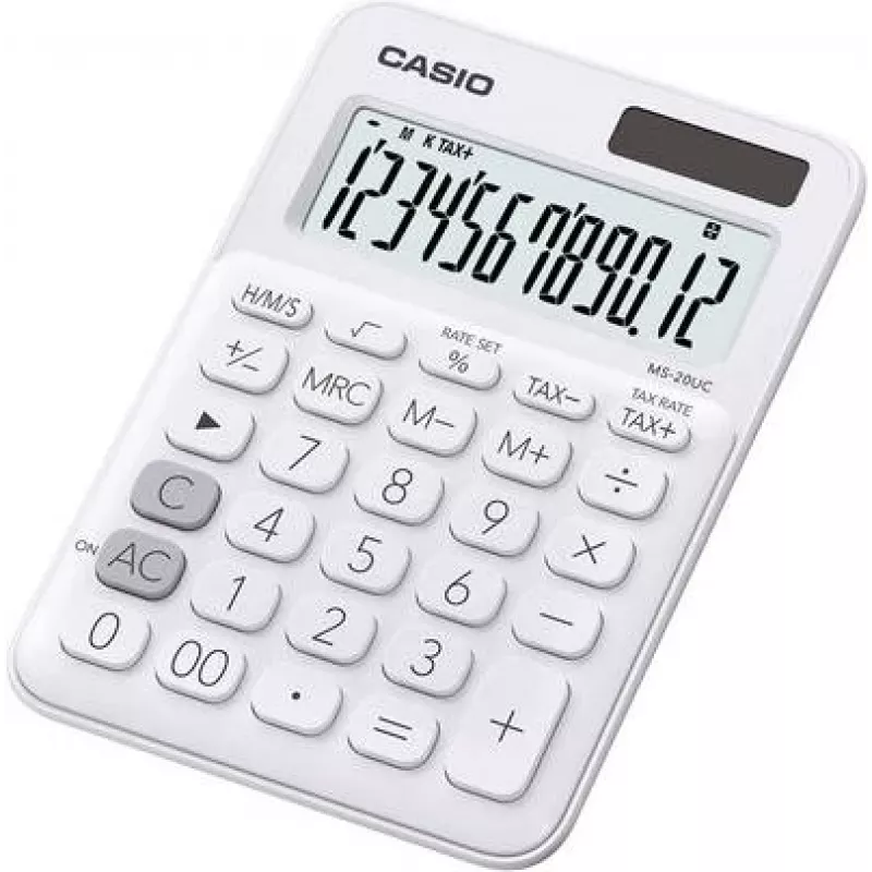 Pagrindinis skaičiuotuvas Casio MS-20UC-WE Stalinis 12 skaitmenų Baltas