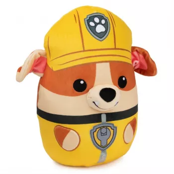 PAW Patrol Rubble Squish Plush, oficialus žaislas iš populiaraus animacinio filmuko, minkštas pliušinis gyvūnas vaikams nuo 1 metų, 12”