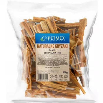 Šunų kramtukas PETMEX stirnos oda 15 cm 500 g — džiovintas stirnos odos kramtukas