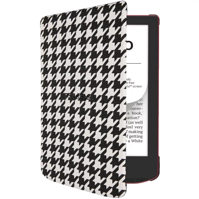 Dėklas-knygutė 6 colių el. knygų skaityklėms PocketBook Shell — juoda/balta, 112×160×12,5 mm