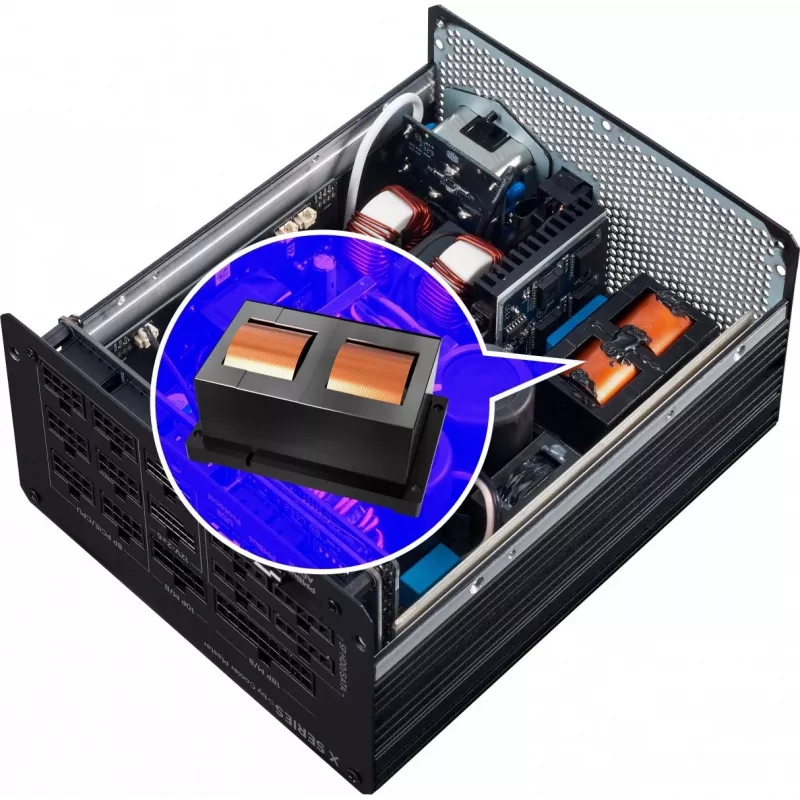 Maitinimo blokas Cooler Master X Mighty Platinum 2000W 230V, ATX 24-pin, 80 PLUS Platinum, juodas, 12 cm ventiliatorius