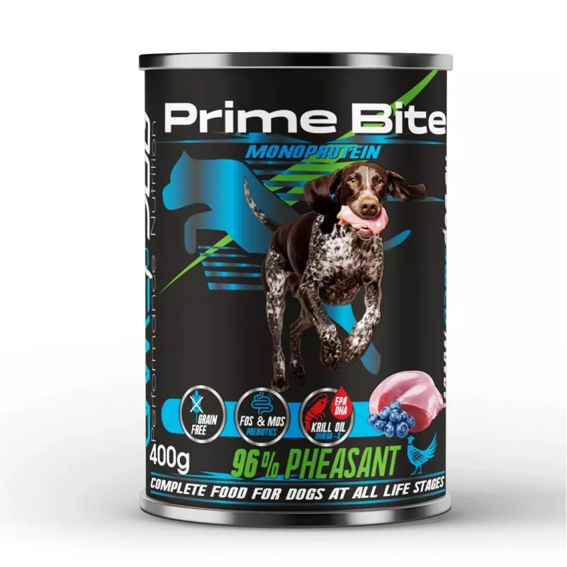 PRIME BITE Monoproteinas Fazanai su uogomis - drėgnas šunų maistas - 400g