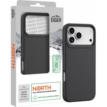 Apsauginis telefono dėklas Eiger, skirtas iPhone 17 Pro — modelis EGCA00898, juodas, patvarus dizainas