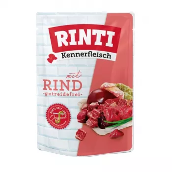 RINTI Kennerfleisch jautienos šlapias šunų maistas 400 g — vienos rūšies baltymas, jautiena, visavertis suaugusių šunų maistas, 400 g