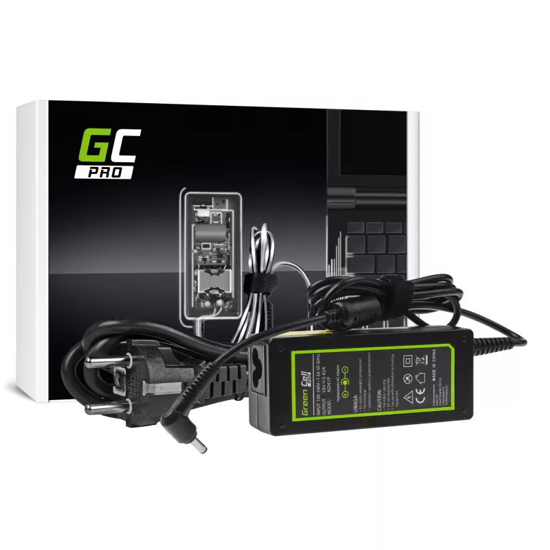Maitinimo adapteris Green Cell AD41P 65W, skirtas ASUS nešiojamiesiems kompiuteriams, 19V 3,42A, vidaus, juodas