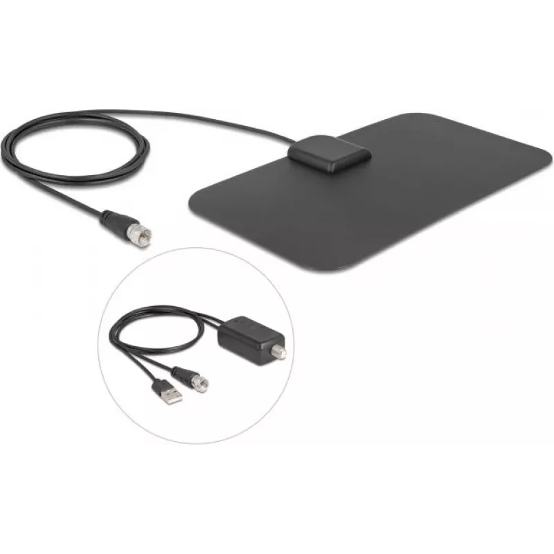 Antena DELOCK 12085 aktyvi įvairiakryptė DAB+ DVB‑T2 stiprinimas 5–25 dB