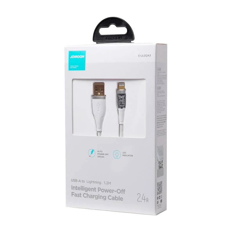 „Joyroom S-UL012A3“ USB-A – „Lightning“ laidas, 2,4 A, 1,2 m, baltas