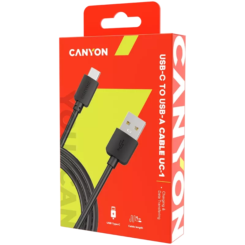 CANYON laidas UC-1 USB-C 5W 1m Juodas
