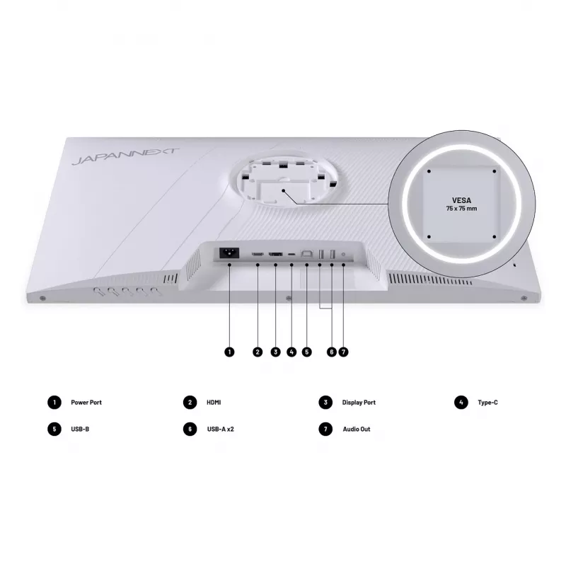 JAPANNEXT WQHD Monitorius 68,6 cm (27 inch) 2560x1440 pikselių, IPS skydelis, 8 ms, 75 Hz, AMD FreeSync, HDMI, DisplayPort (JN-IPS270WQHD75F-C65W-HSP-W)