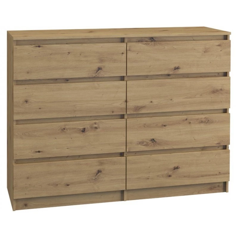 Komoda Topeshop M8 120 ARTISAN Ąžuolas 8 stalčių