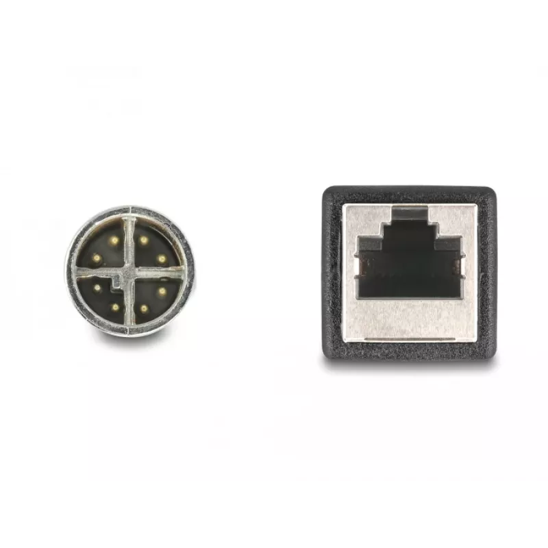 DeLOCK M12 adapterio kabelis X koduotas 8 kontaktų kištukas į RJ45 lizdą 50 cm