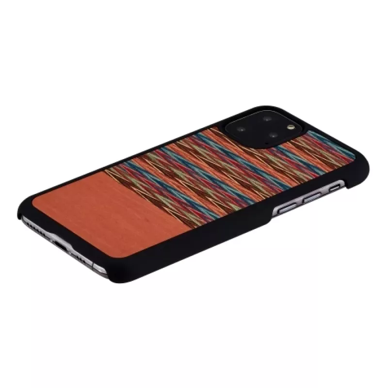 man and wood išmaniojo telefono dėklas, skirtas iPhone 11 Pro — rudas languotas raštas su juodu apvadu