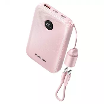 Išorinė baterija Vention FKAP0-C 10000 mAh, 2× USB-C + 1× USB-A, 22.5 W, rožinė