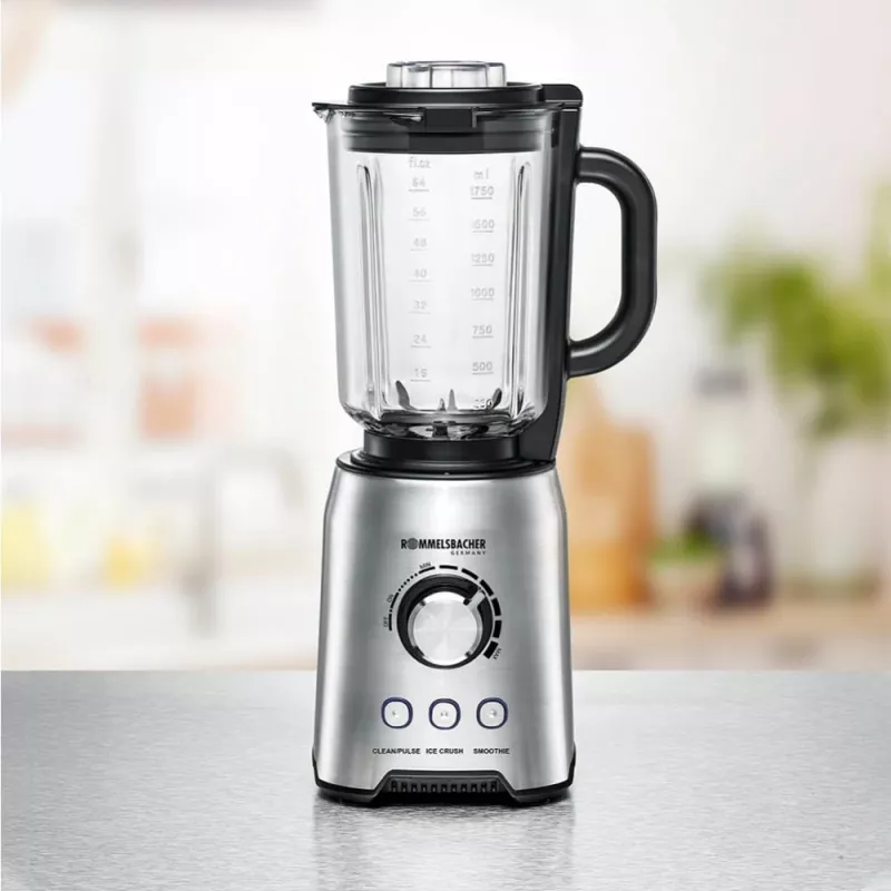 Stacionarus blenderis Rommelsbacher MX 1250 — 1200 W, 1,75 l stiklinis indas, nerūdijantis plienas