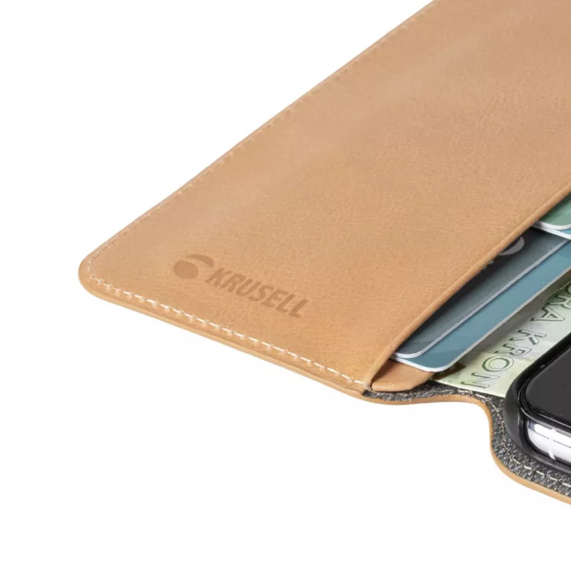 Telefono dėklas-piniginė Krusell Sunne, skirtas Apple iPhone 11 Pro Max – vintage nude, dėklas-lankstinukas su kortelių lizdais