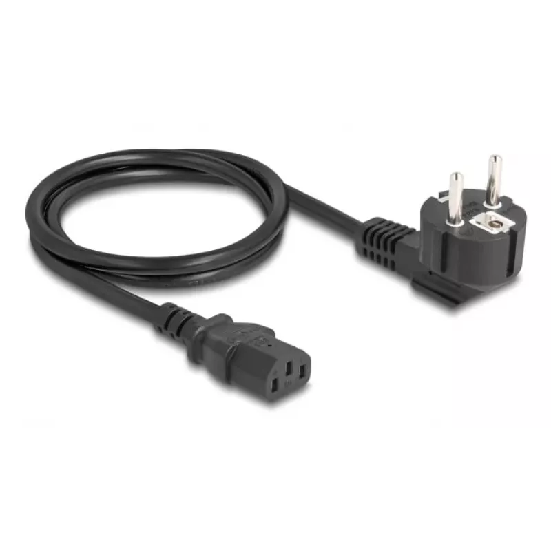 Maitinimo laidas DELOCK CEE 7/7 (E+F) į IEC C13 90° kampu, 1 m, H05VV-F 3x1.00 mm², juodas