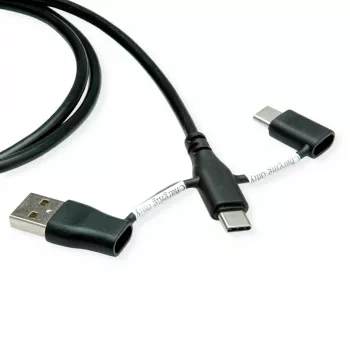 ROLINE USB 2.0 laidas tipo C ST/ST su duomenų blokavimo adapteriais A ir C – kabelis – skaitmeninis/duomenų