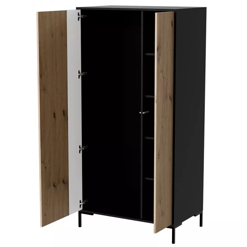 Spinta Cama Meble Cama v, juodas rėmas, 4 lentynos, 900×550×1840 mm
