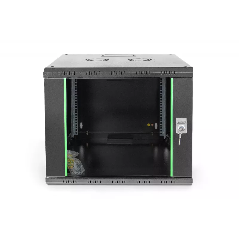 DIGITUS Professional Unique DN-19 09U-6/6-SW - spinta - tinklo spinta - tinkama montuoti ant sienos - juoda, RAL 9005 - 9U - 48,3 cm (19) (DN-19 09U-6/6-SW)