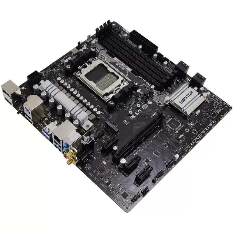 Motininė plokštė BIOSTAR A620MP-E PRO — AMD A620 microATX, Socket AM5, DDR5, 4 DIMM, max 128 GB, 2.5Gb LAN