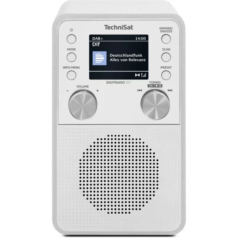 Skaitmeninis radijas TECHNISAT DigitRadio 317 White — FM ir DAB+ priėmimas, kompaktiškas stalinis dizainas