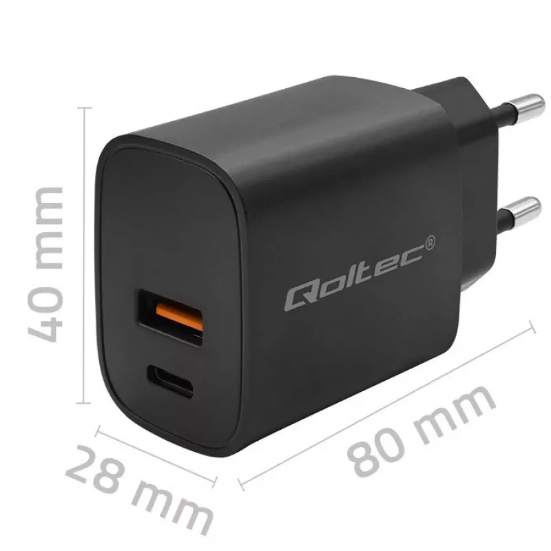 Maitinimo adapteris QOLTEC 52377 GaN 30 W išvestis 5–20 V nešiojamiems įrenginiams