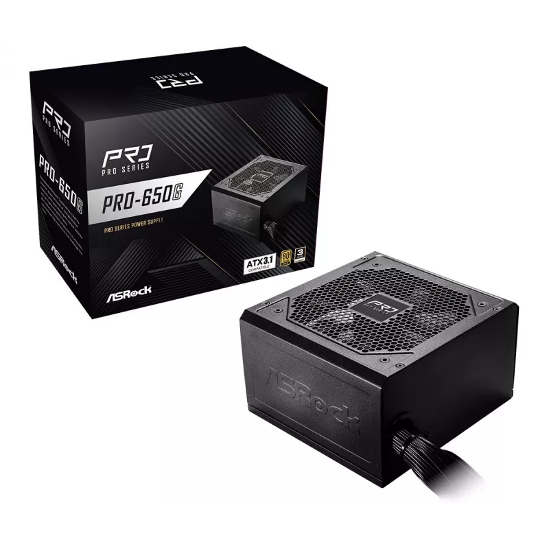 ASRock PRO-650G 650W 80 PLUS Gold maitinimo blokas