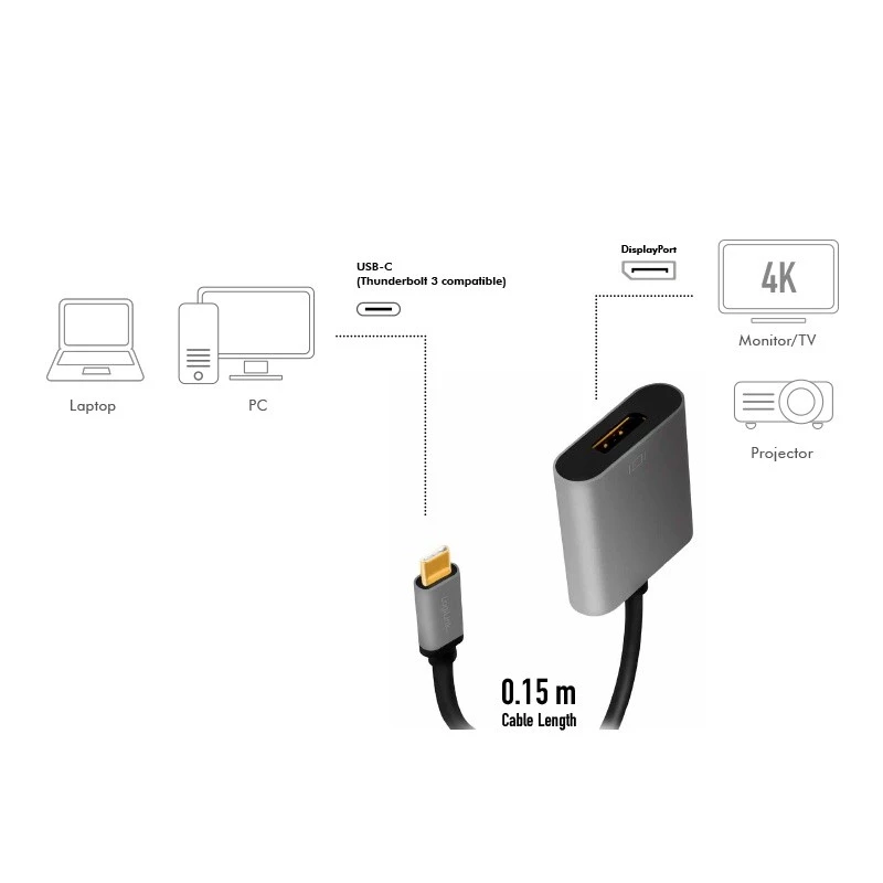LogiLink CUA0102 USB 3.2 Gen1 Type-C į DisplayPort laidas 0,15 m juodas