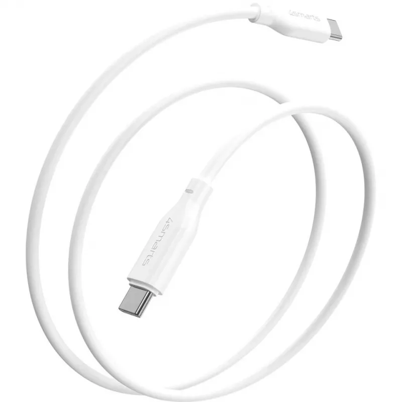 4smarts USB-C / USB-C silikoninis kabelis High Flex 60W 1,5m baltas