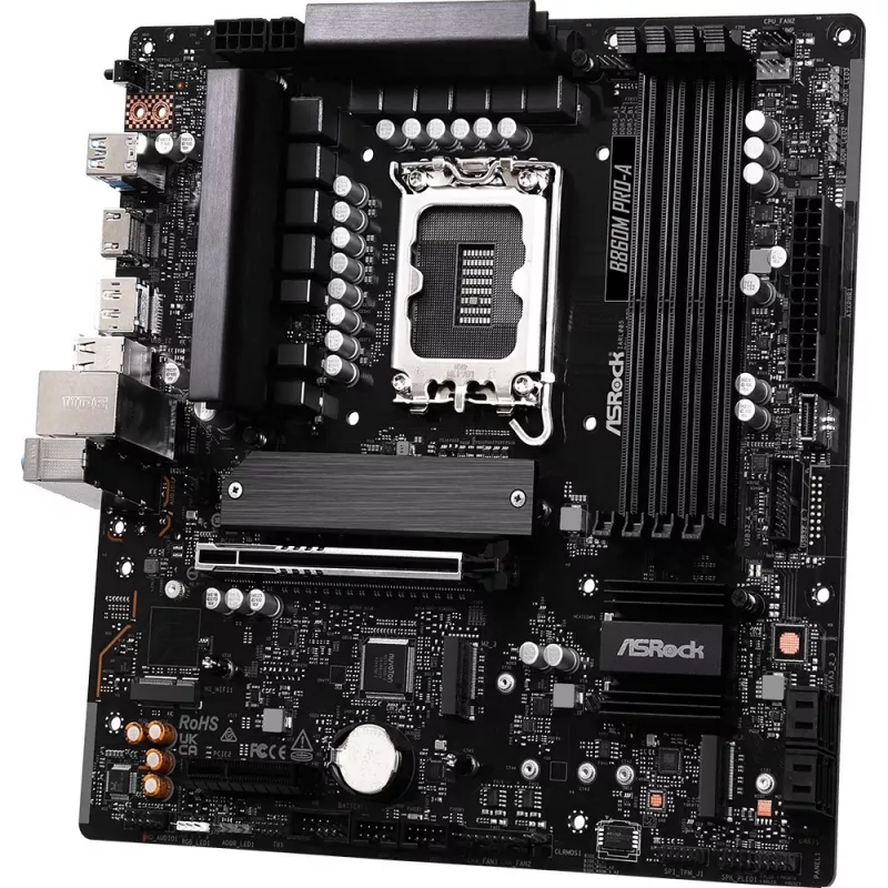 Pagrindinė plokštė ASRock B860M Pro-A micro ATX — Intel B860, LGA 1851, DDR5, 4 DIMM, iki 256 GB, 2.5Gb Ethernet