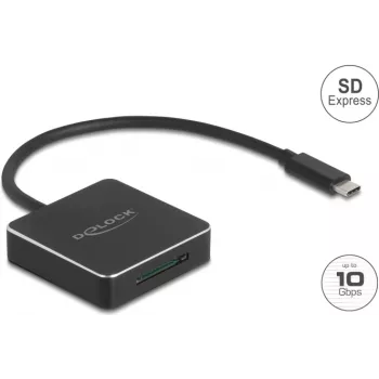 Kortelių skaitytuvas DELOCK 91019 USB 3.1 (Gen 2) Type-C — SD / SDHC / SDXC, 10 Gbit/s, juodas