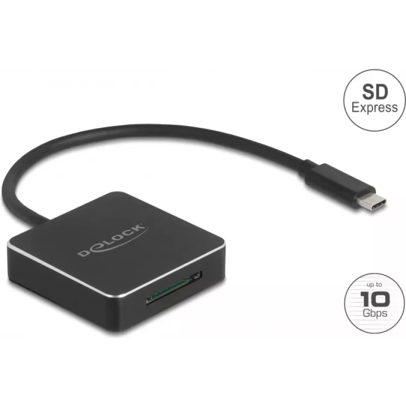 Kortelių skaitytuvas DELOCK 91019 USB 3.1 (Gen 2) Type-C — SD / SDHC / SDXC, 10 Gbit/s, juodas