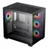 PC korpusas DeepCool CG530 4F Midi Tower Juoda — grūdintas stiklas, ATX/ITX/Micro ATX, 3x120mm ventiliatoriai, USB-C