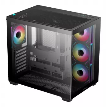 PC korpusas DeepCool CG530 4F Midi Tower Juoda — grūdintas stiklas, ATX/ITX/Micro ATX, 3x120mm ventiliatoriai, USB-C